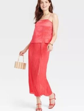 A New Day Satin Crinkle‎ Midi Skirt